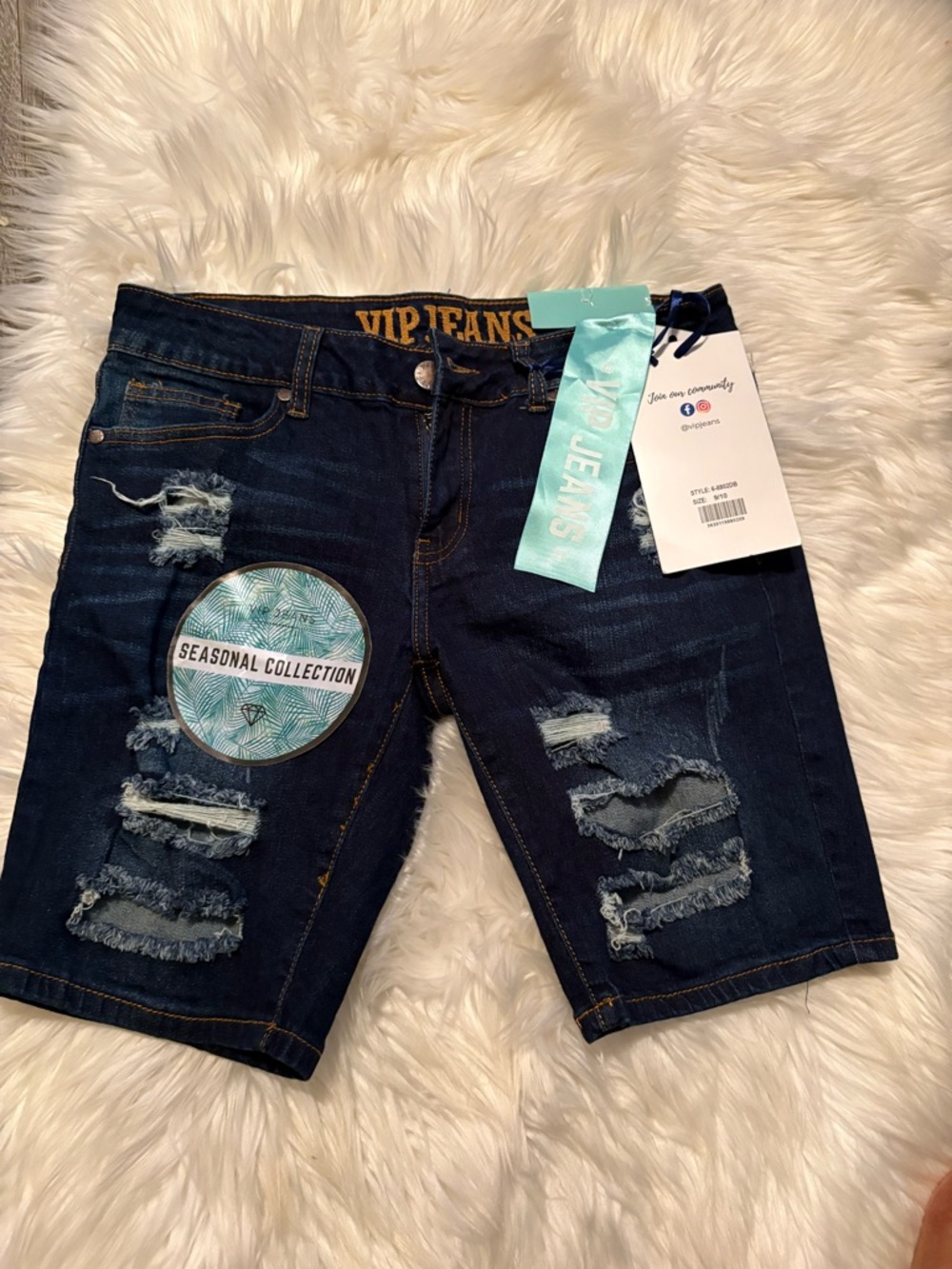 VIP Jeans women Distressed Dark Blue Denim Shorts